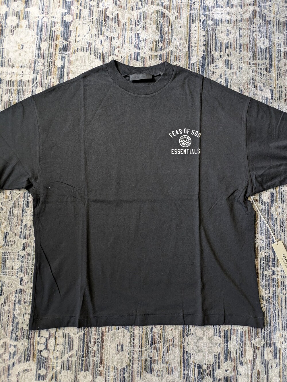 Fear of God Essentials University Logo Jersey Crewneck T-Shirt Black Size Medium